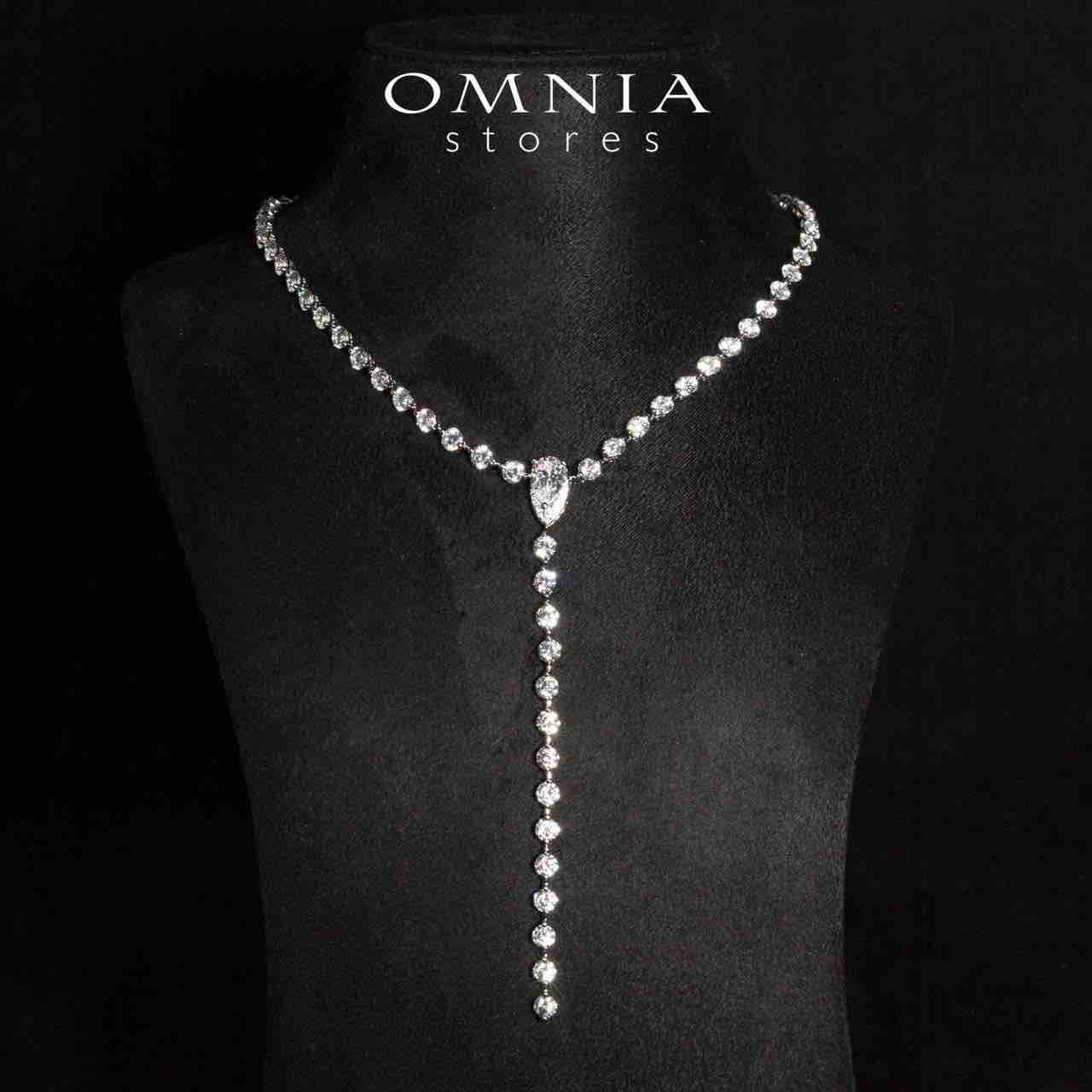 Omnia Anora White Long Necklace With High Quality Certified Lab Crafted Stones In 925 Silver - OMNIASTORES KSA