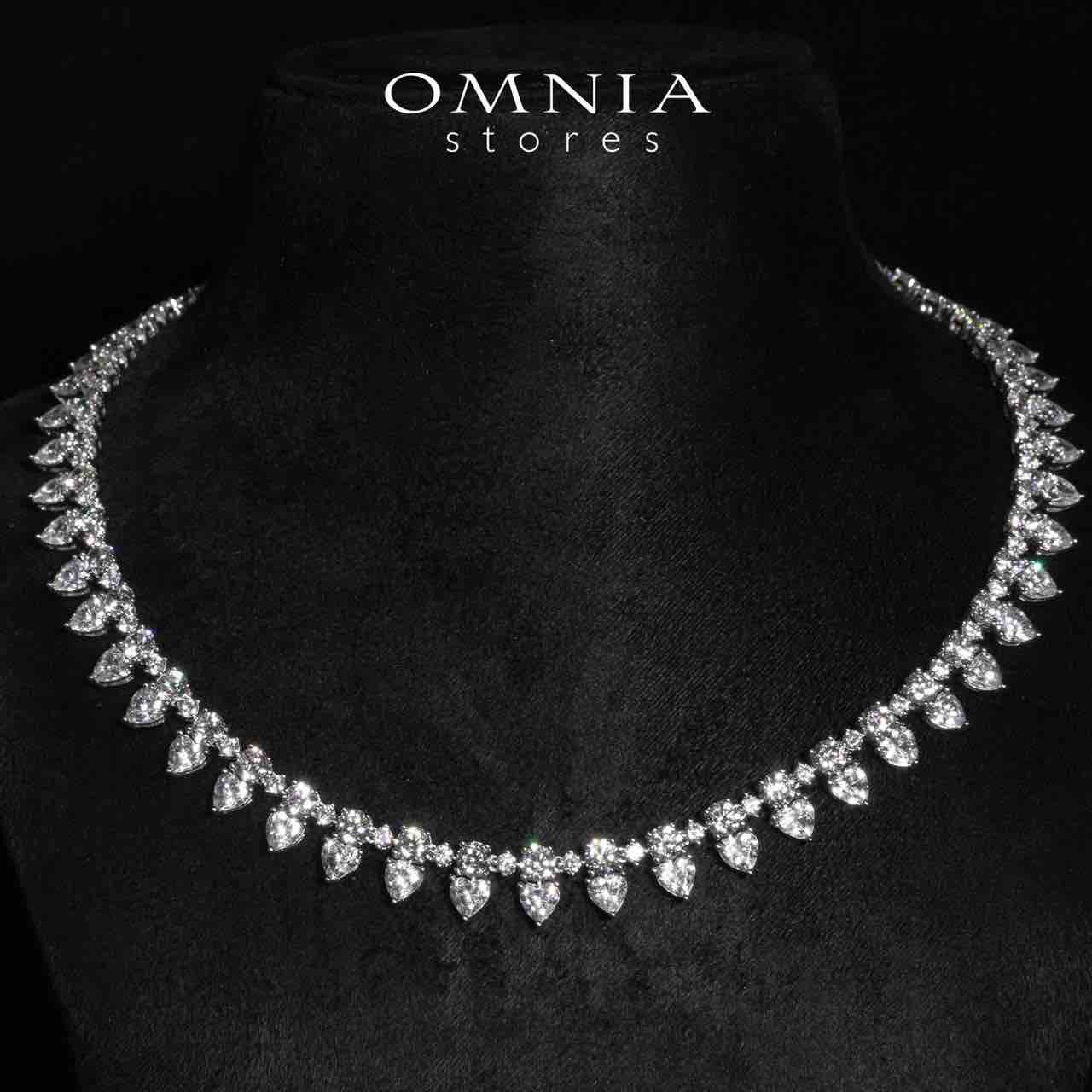 Omnia Jiya White Necklace With High Quality Certified Lab Crafted Stones In 925 Silver - OMNIASTORES KSA