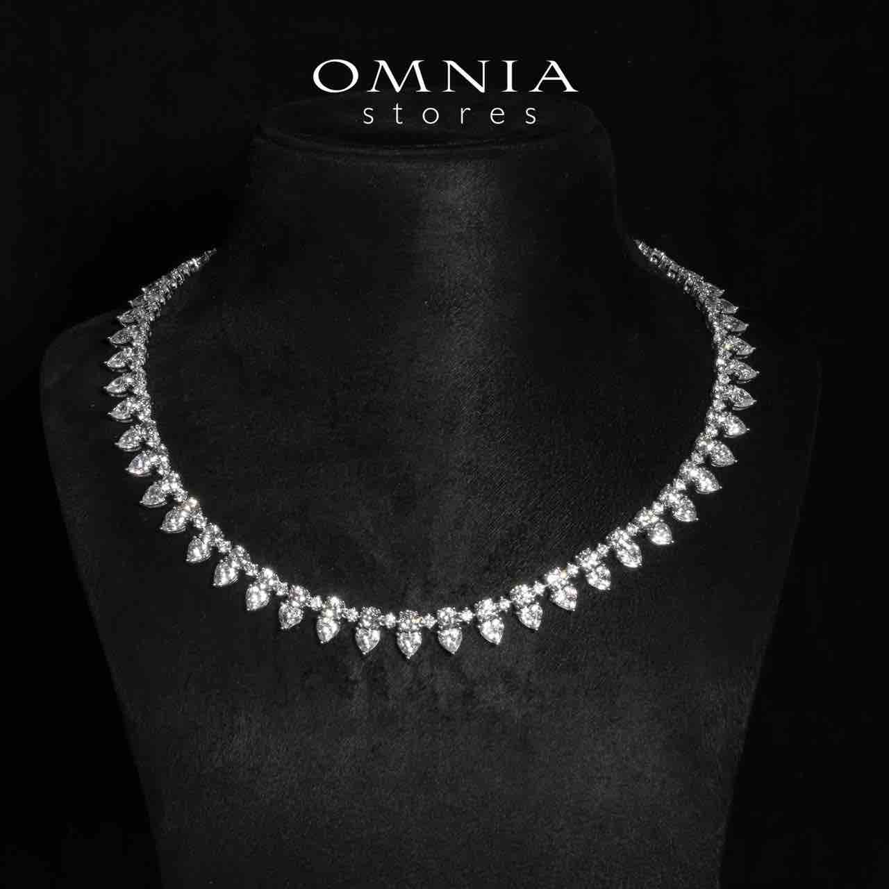 Omnia Jiya White Necklace With High Quality Certified Lab Crafted Stones In 925 Silver - OMNIASTORES KSA