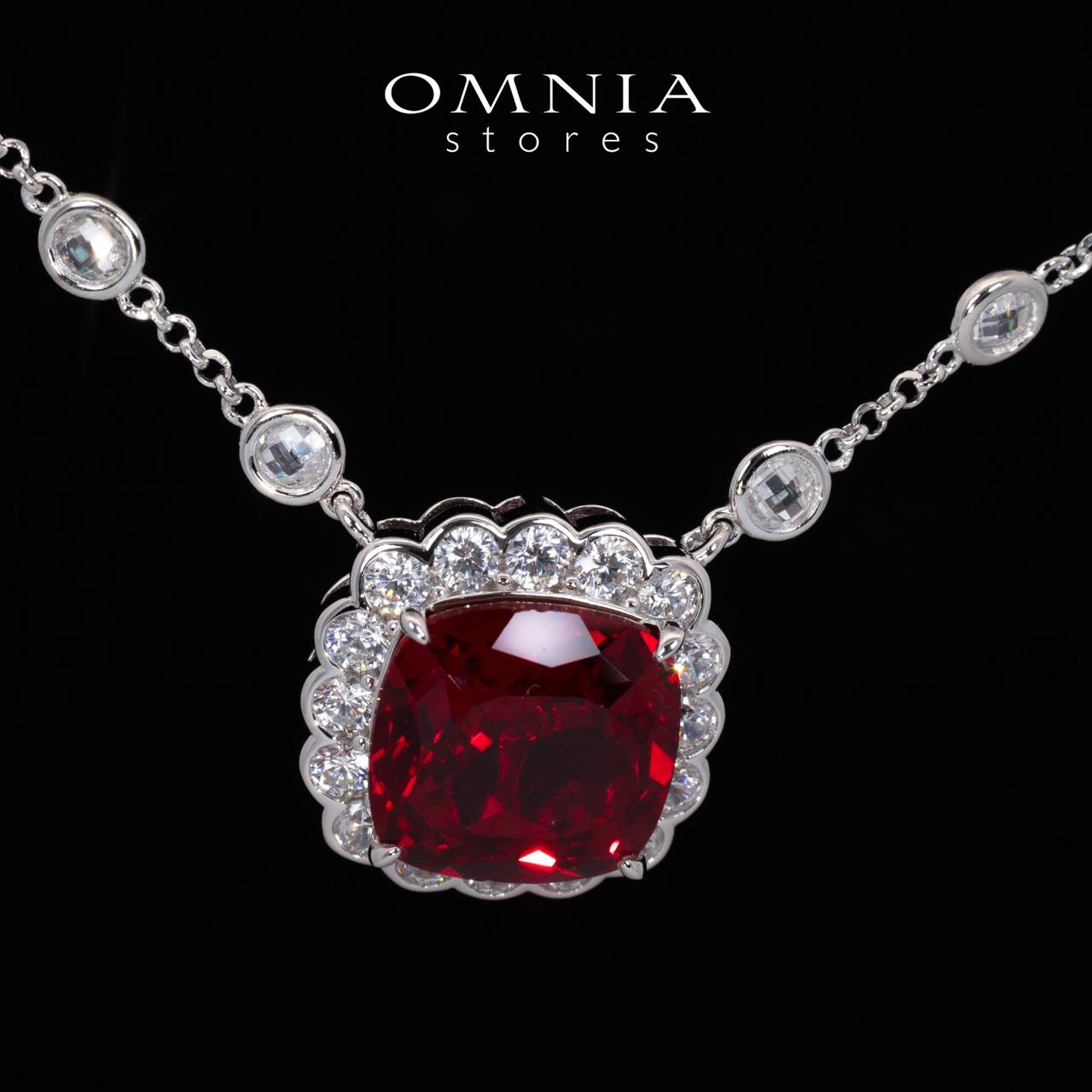 Omnia Rumi White and Red Pendant Necklace With High Quality Certified Lab Crafted Stones In 925 Silver - OMNIASTORES KSA