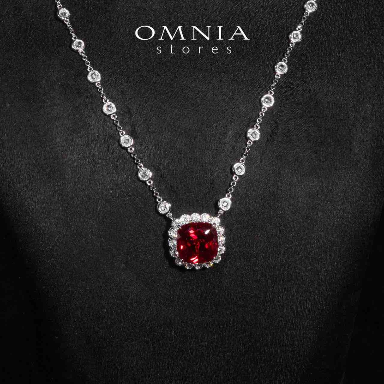 Omnia Rumi White and Red Pendant Necklace With High Quality Certified Lab Crafted Stones In 925 Silver - OMNIASTORES KSA