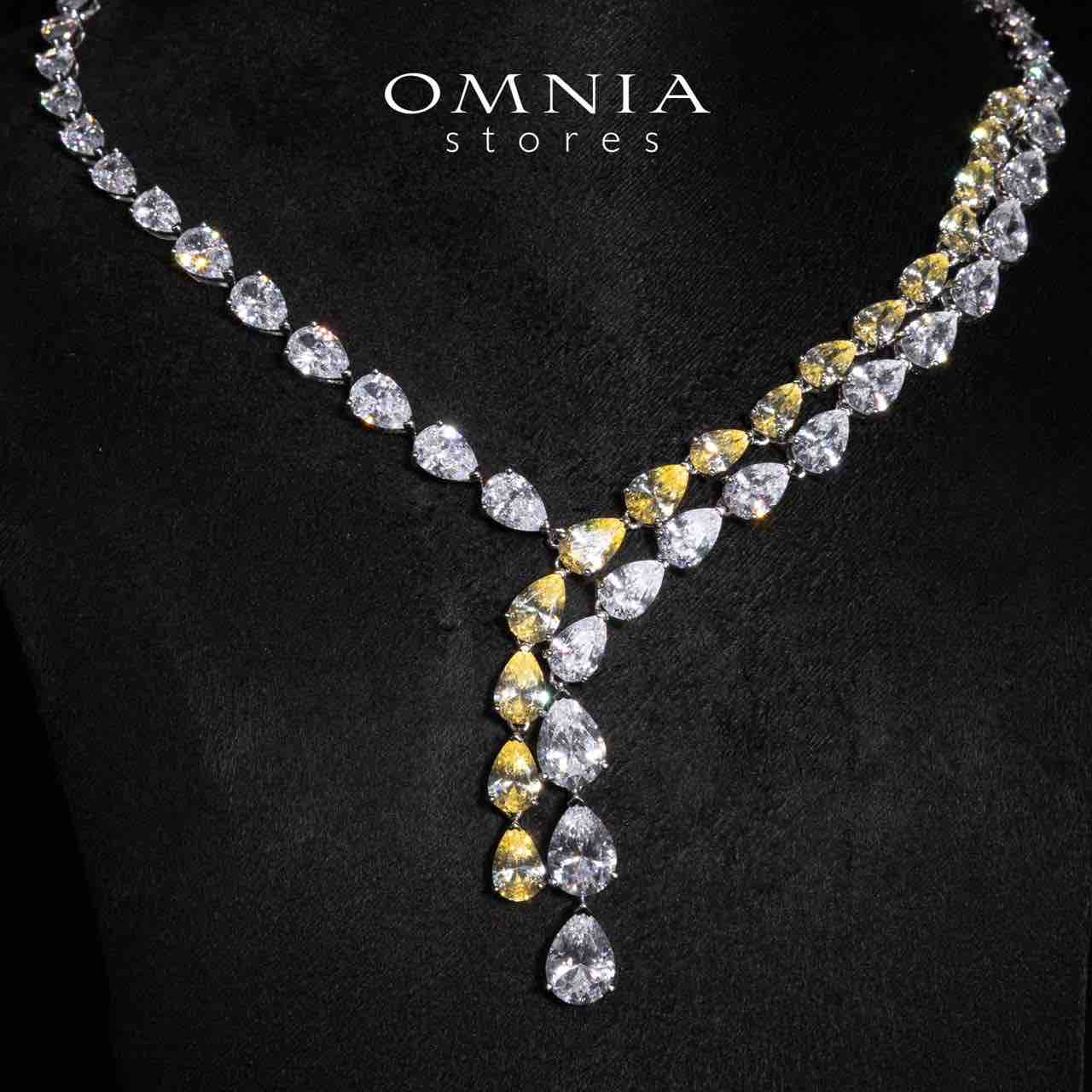 Omnia Sury White and Yellow Necklace With High Quality Simulated Diamond Stones In 925 Silver - OMNIASTORES KSA