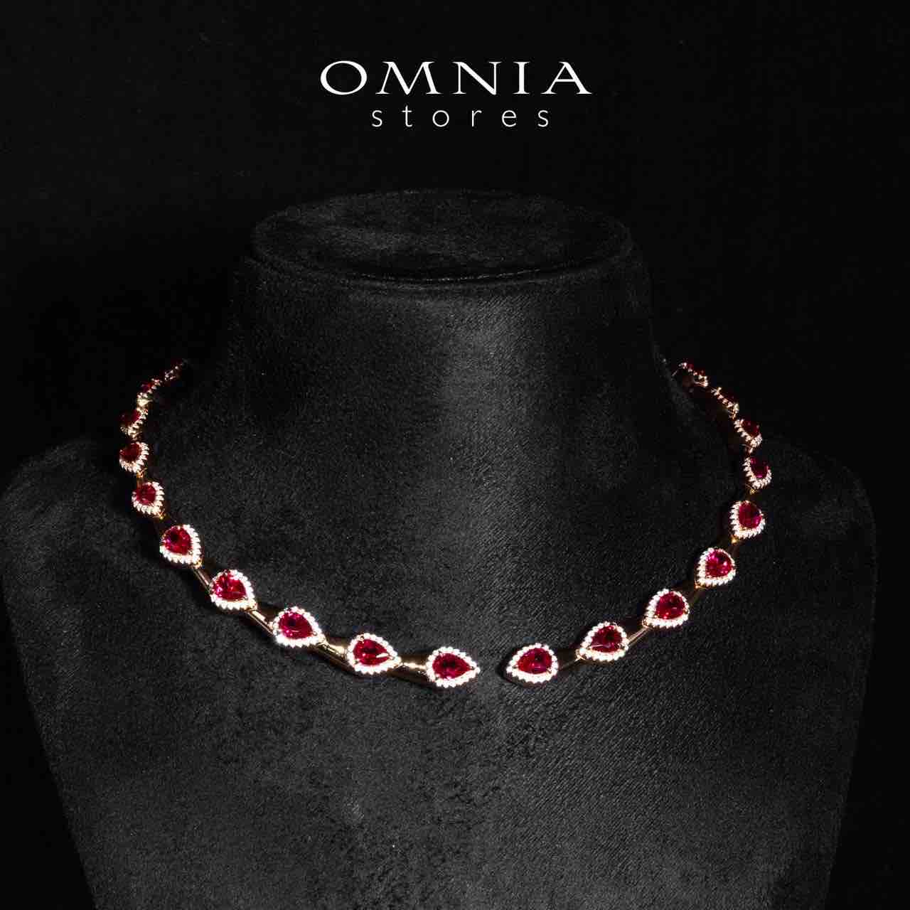 Omnia Isha Rose Gold and Red Choker Necklace With Certified High Quality Lab Crafted Stones In 925 Silver - OMNIASTORES KSA