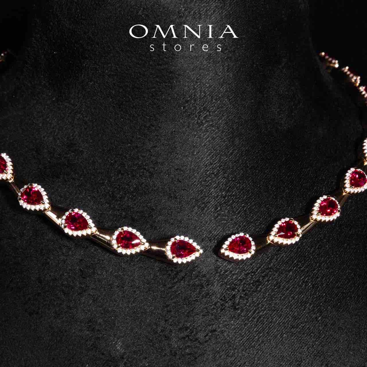 Omnia Isha Rose Gold and Red Choker Necklace With Certified High Quality Lab Crafted Stones In 925 Silver - OMNIASTORES KSA