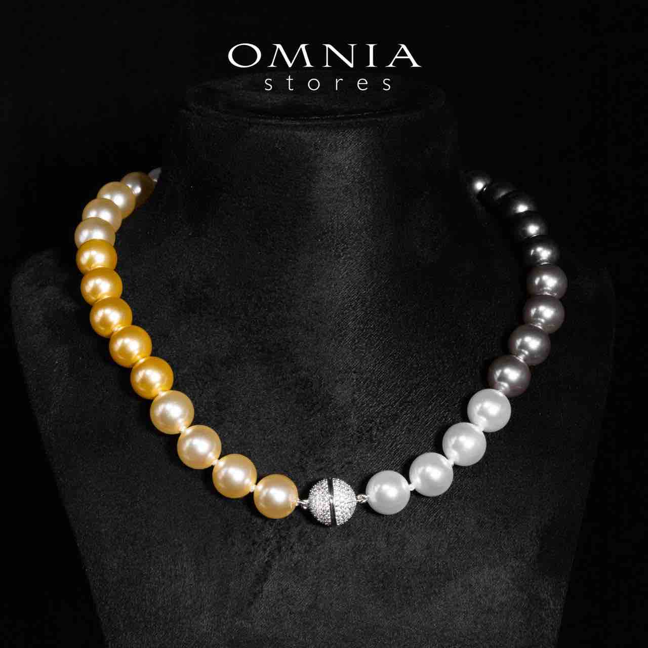 Omnia Sahana Multi Color Pearl Necklace With High Quality Lab Crafted Stones In 925 Silver