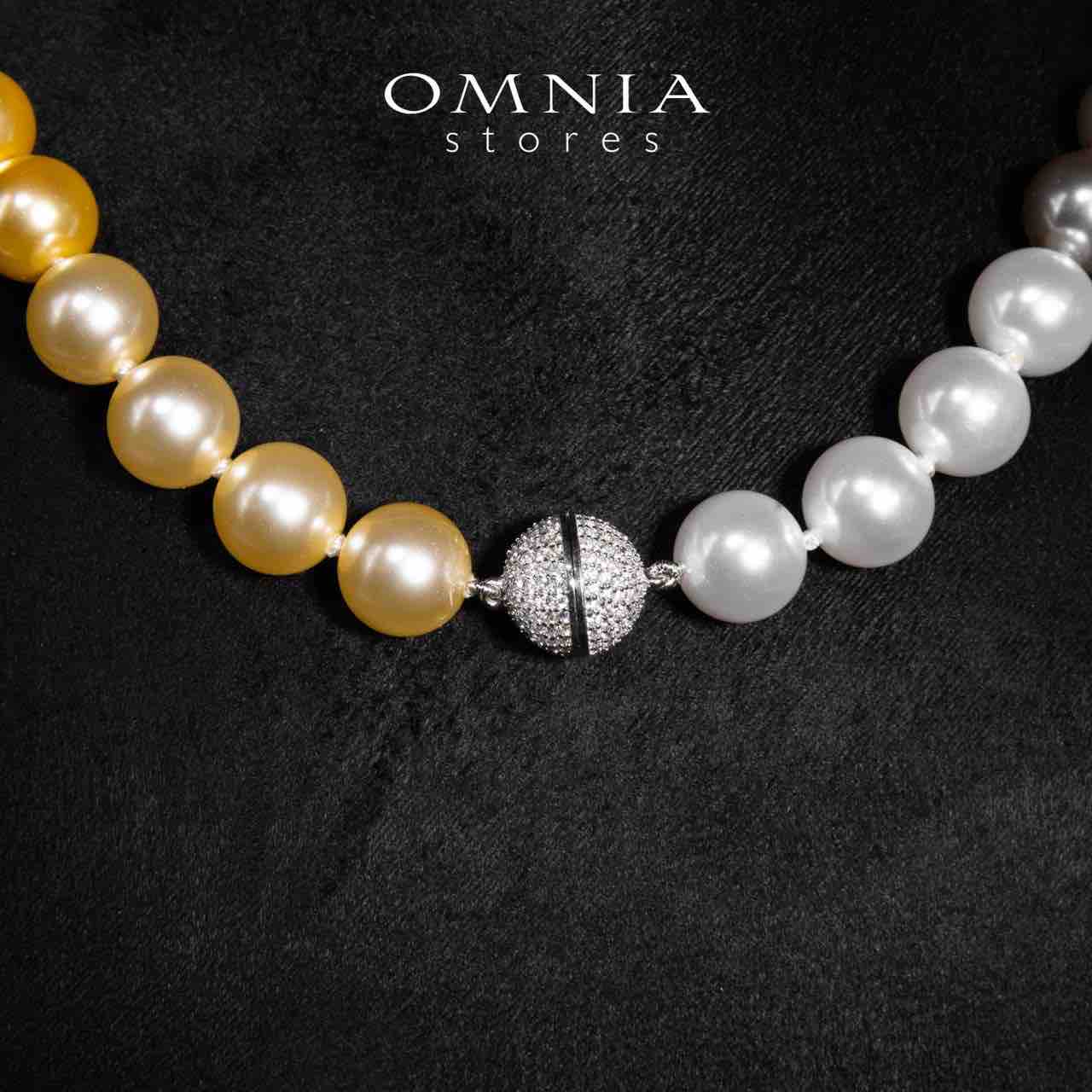 Omnia Sahana Multi Color Pearl Necklace With High Quality Lab Crafted Stones In 925 Silver