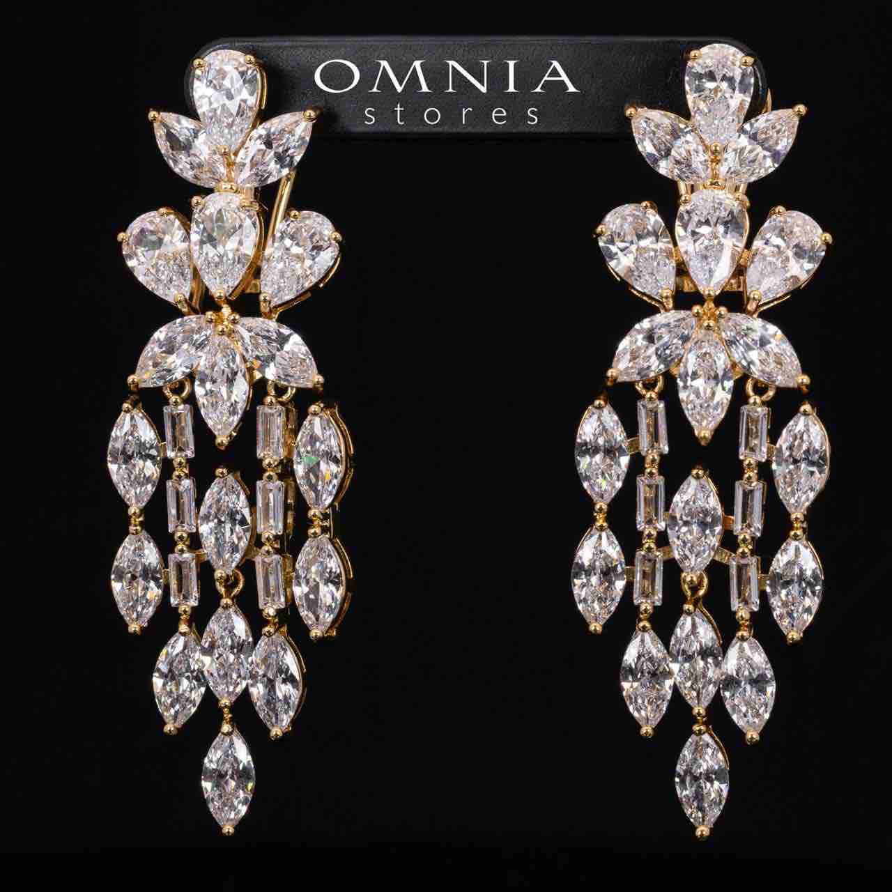 Omnia Soheila Gold Luxury Bridal Full Set with Emerald and Pear-Cut High-Quality Simulated Diamonds Rhodium Plated - OMNIASTORES KSA