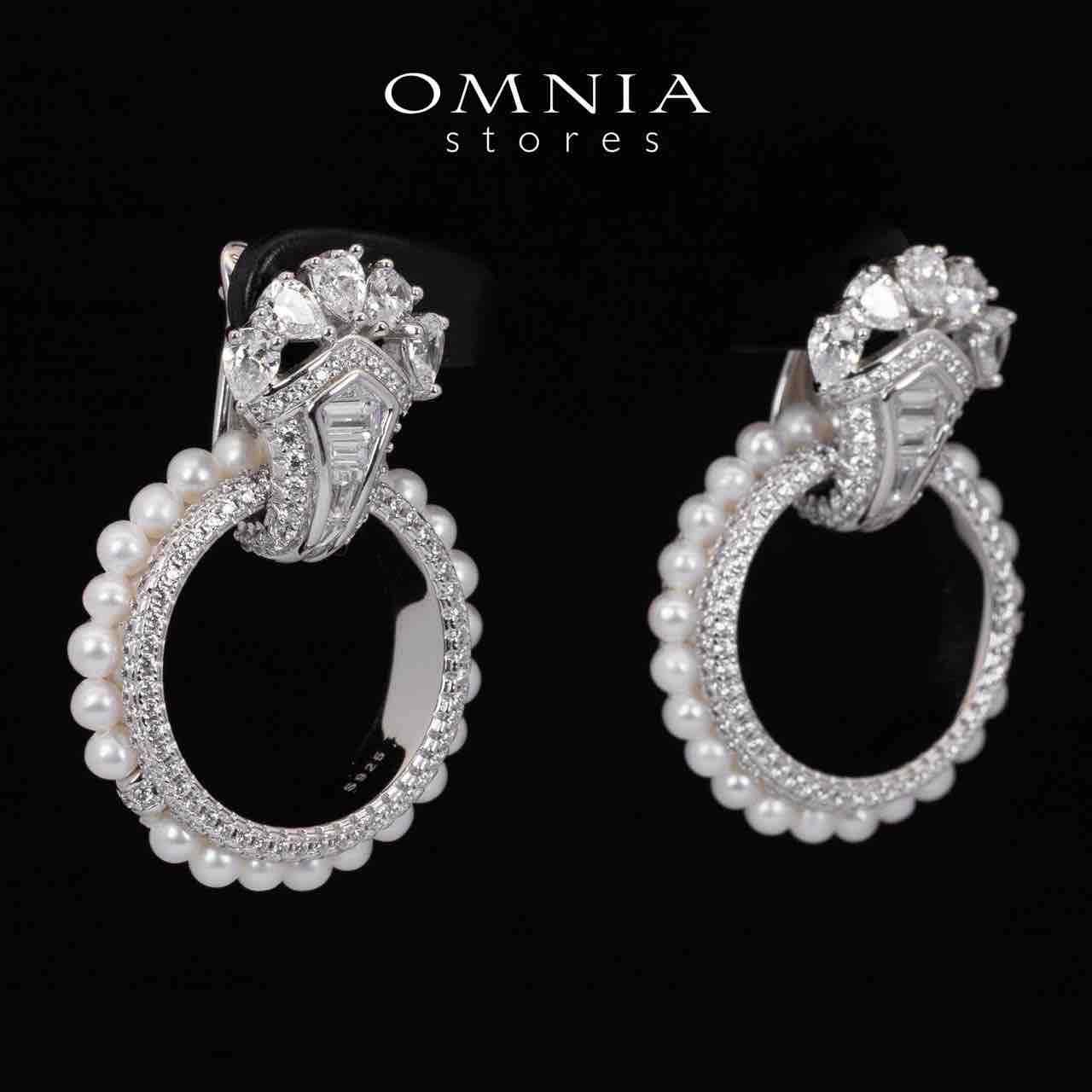 Omnia Yana Round Pearl Clip Earrings With High Quality Simulated Diamonds in 925 Silver - OMNIASTORES KSA