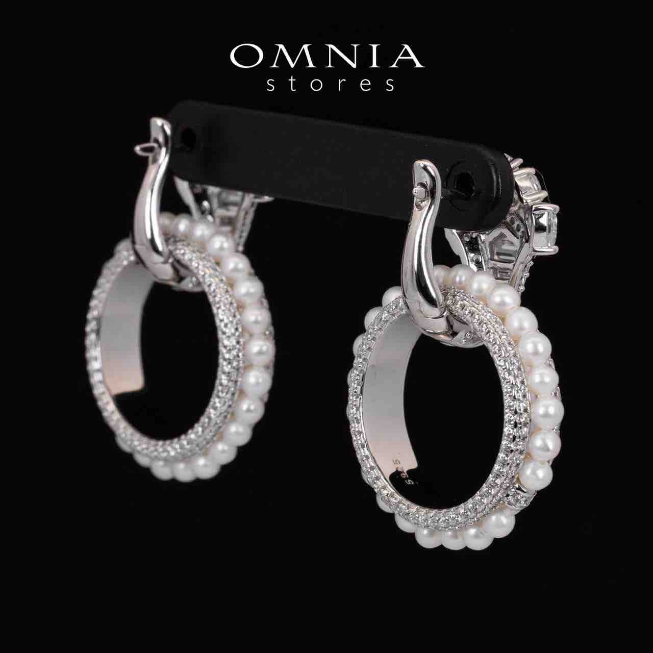 Omnia Yana Round Pearl Clip Earrings With High Quality Simulated Diamonds in 925 Silver - OMNIASTORES KSA
