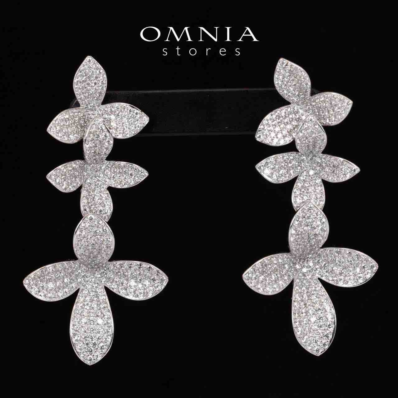 Omnia Dayana Leaf Drop Earrings With High Quality Simulated Diamonds in 925 Silver - OMNIASTORES KSA
