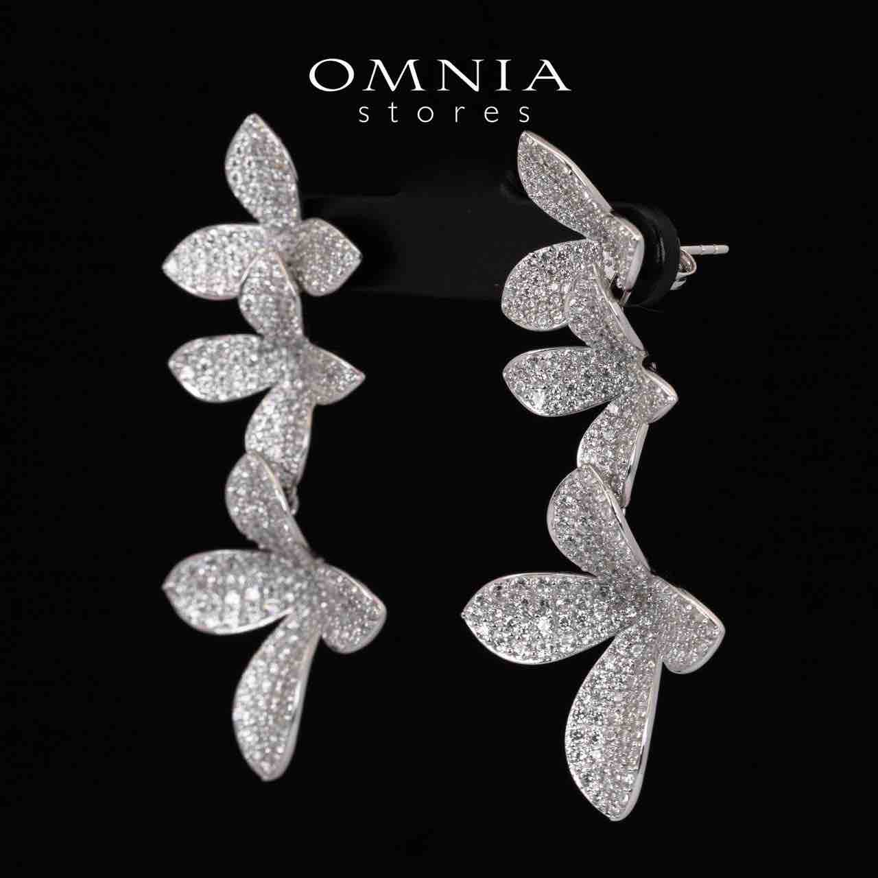 Omnia Dayana Leaf Drop Earrings With High Quality Simulated Diamonds in 925 Silver - OMNIASTORES KSA