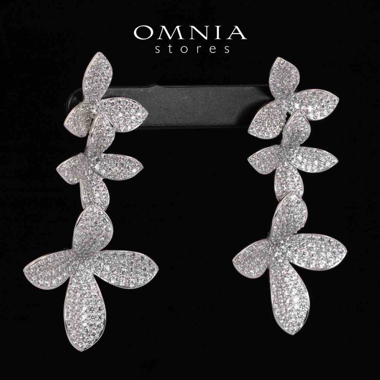 Omnia Dayana Leaf Drop Earrings With High Quality Simulated Diamonds in 925 Silver - OMNIASTORES KSA