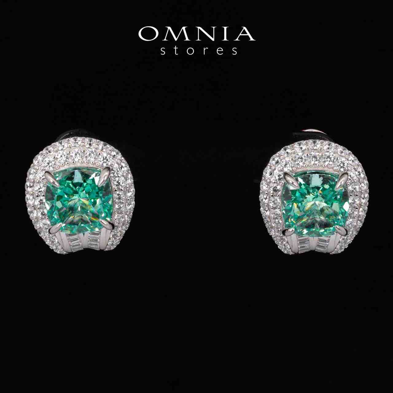 Omnia Katy Green Clip Earrings With High Quality Simulated Diamonds in 925 Silver - OMNIASTORES KSA