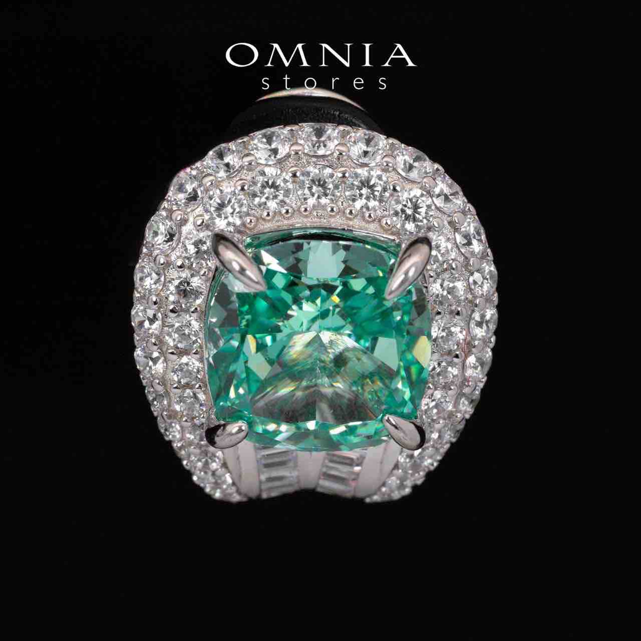 Omnia Katy Green Clip Earrings With High Quality Simulated Diamonds in 925 Silver - OMNIASTORES KSA
