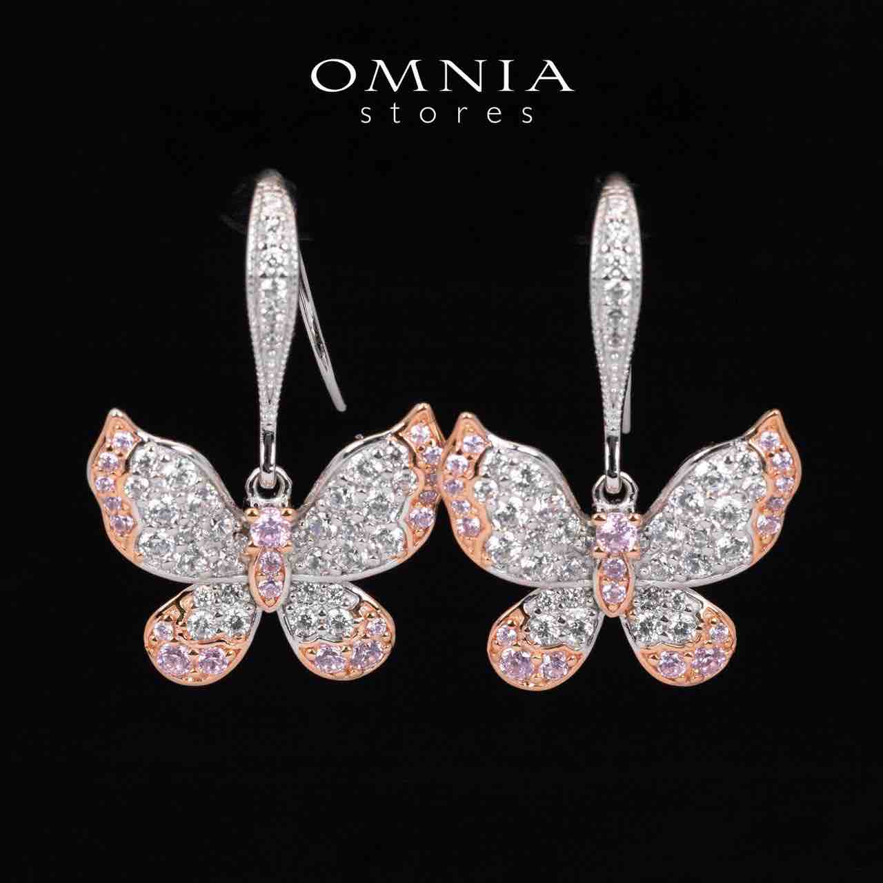 Omnia Brisa Butterfly Rose Gold Earrings With High Quality Simulated Diamonds in 925 Silver - OMNIASTORES KSA