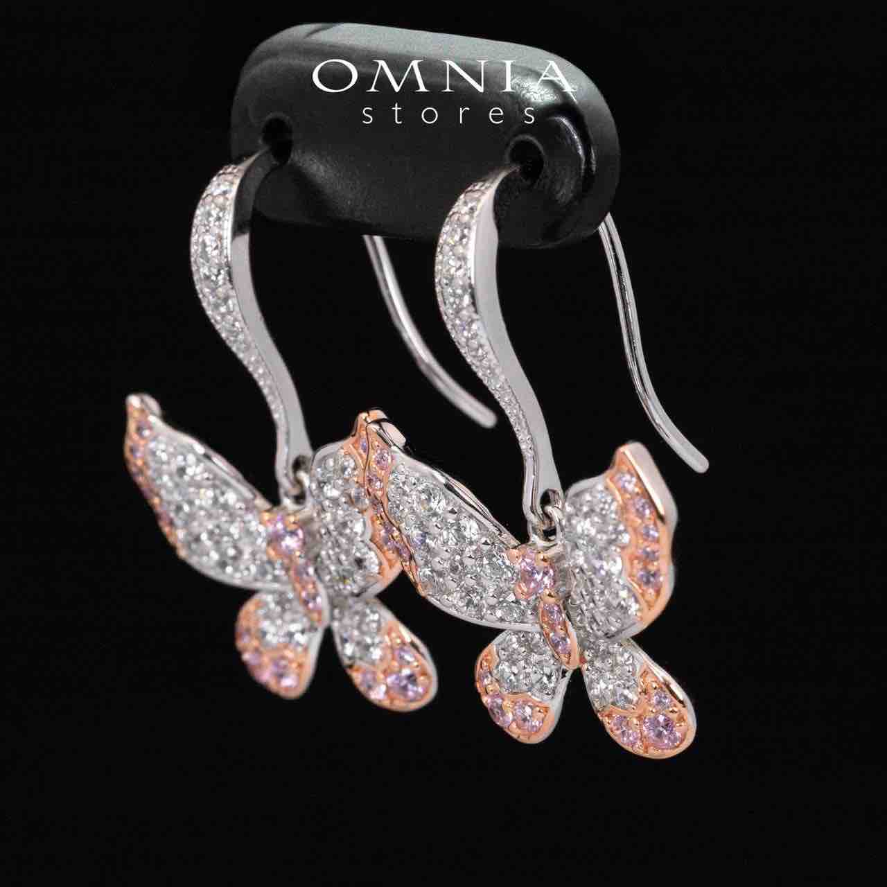 Omnia Brisa Butterfly Rose Gold Earrings With High Quality Simulated Diamonds in 925 Silver - OMNIASTORES KSA