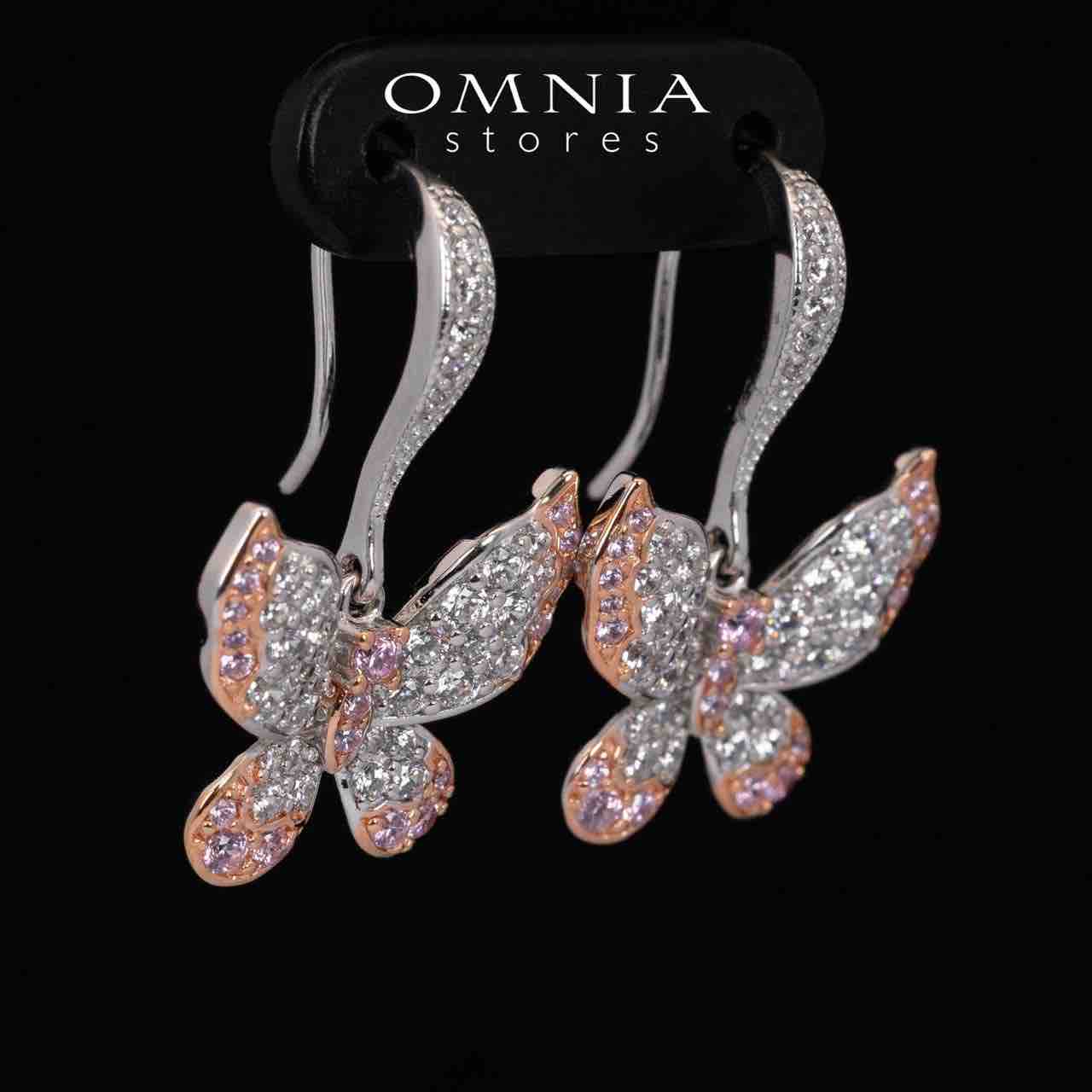 Omnia Brisa Butterfly Rose Gold Earrings With High Quality Simulated Diamonds in 925 Silver - OMNIASTORES KSA