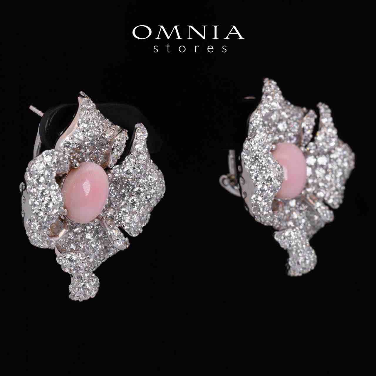 Omnia Tayla Pink Coral Floral Earrings With High Quality Simulated Diamonds in 925 Silver - OMNIASTORES KSA