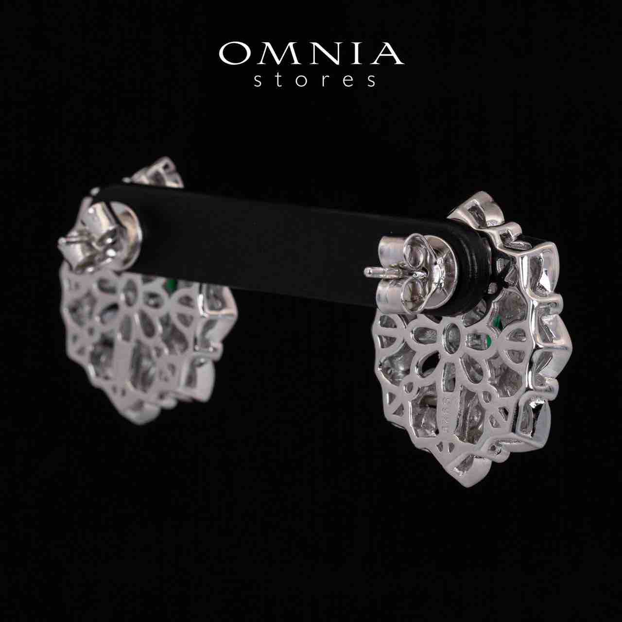 Omnia Sabine Green and White Preal Earrings With High Quality Simulated Diamonds in 925 Silver - OMNIASTORES KSA