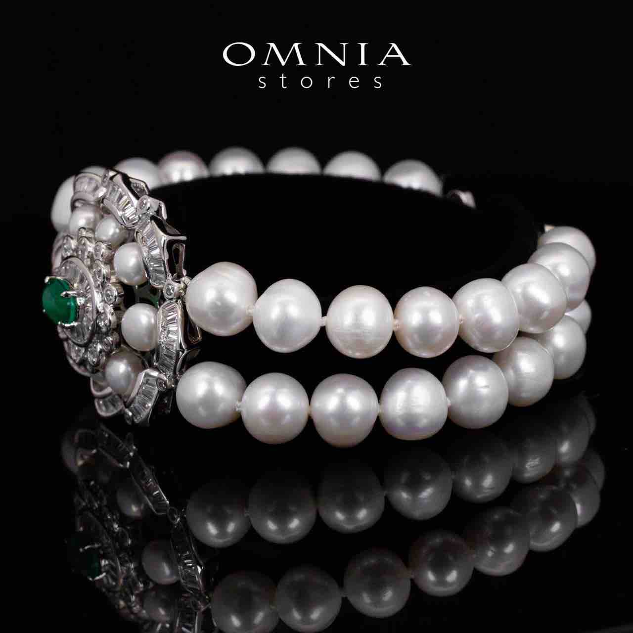 Omnia Sabine Green and White Preal Bracelet With High Quality Simulated Diamonds in 925 Silver - OMNIASTORES KSA
