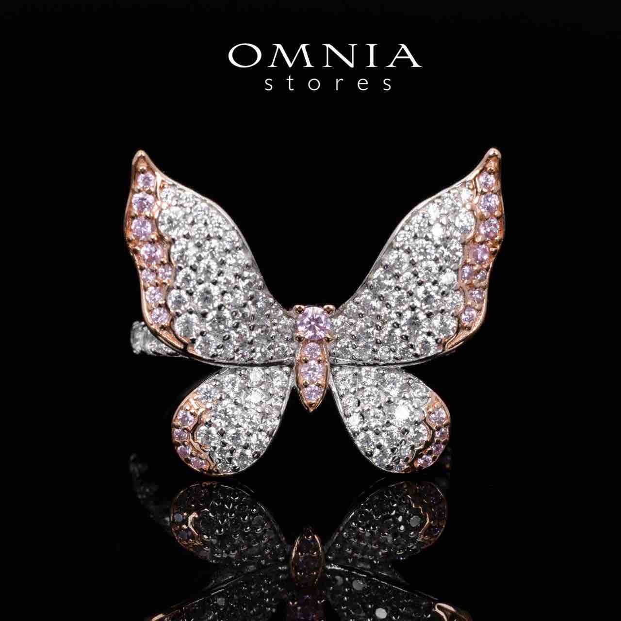 Omnia Brisa Butterfly Rose Gold Ring With High Quality Simulated Diamonds in 925 Silver - OMNIASTORES KSA