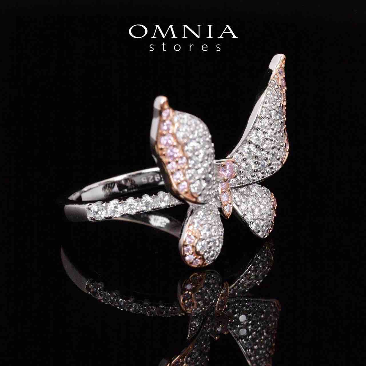 Omnia Brisa Butterfly Rose Gold Ring With High Quality Simulated Diamonds in 925 Silver - OMNIASTORES KSA
