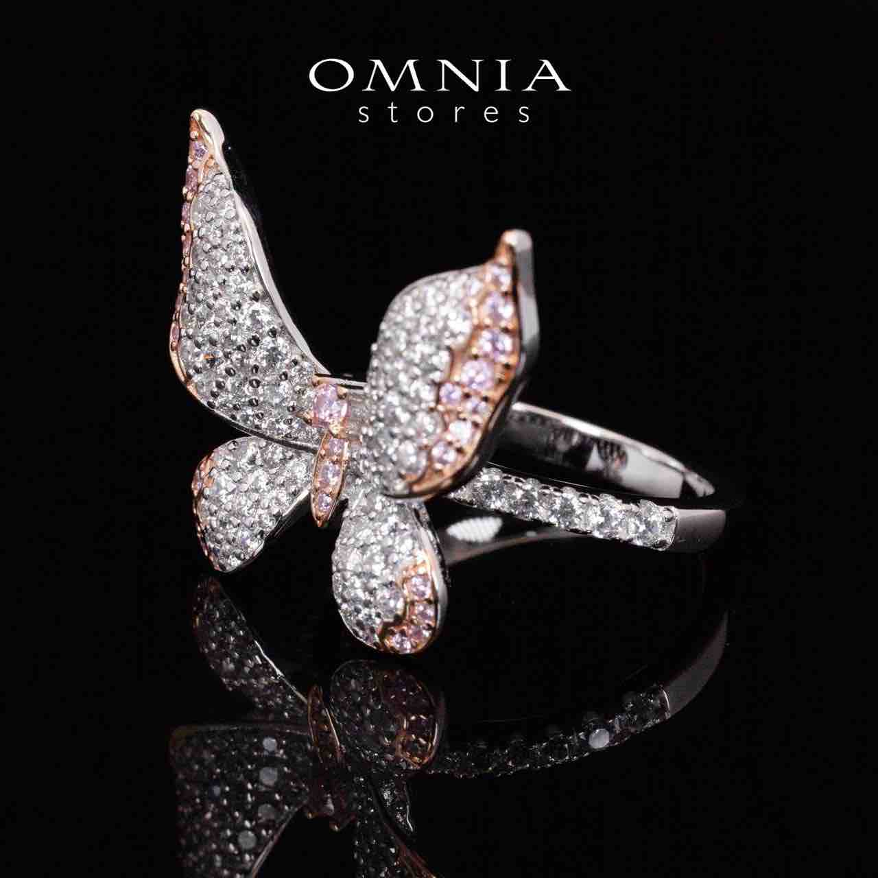 Omnia Brisa Butterfly Rose Gold Ring With High Quality Simulated Diamonds in 925 Silver - OMNIASTORES KSA
