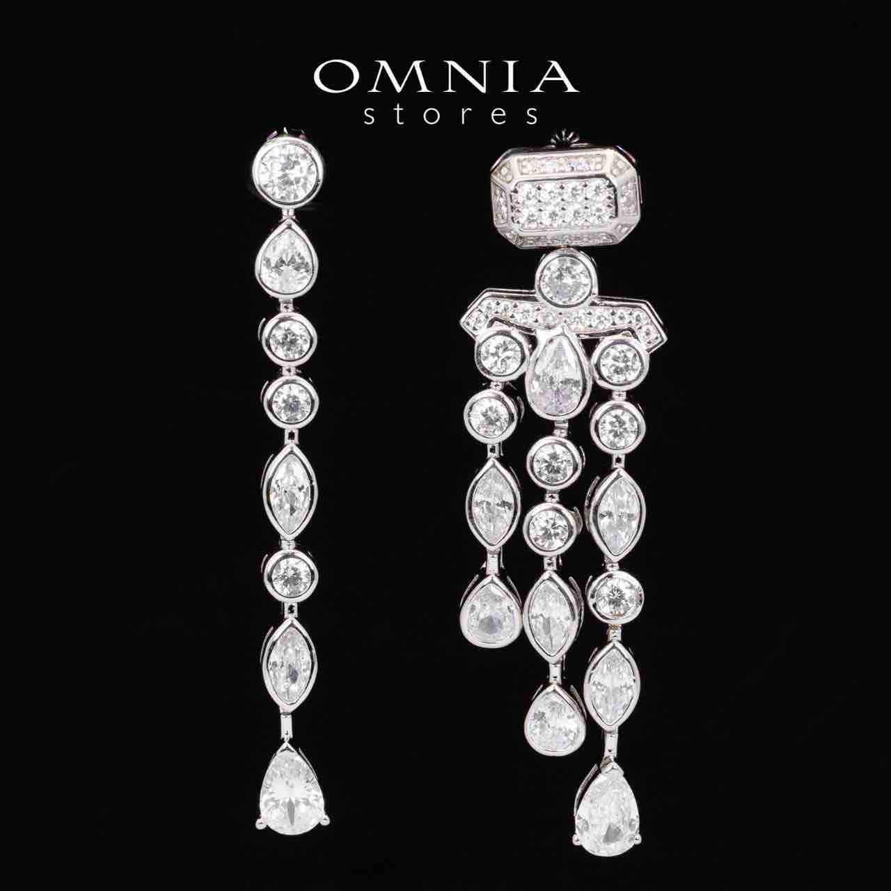 Omnia Anali White Drop Earrings With High Quality Simulated Diamonds in 925 Silver - OMNIASTORES KSA