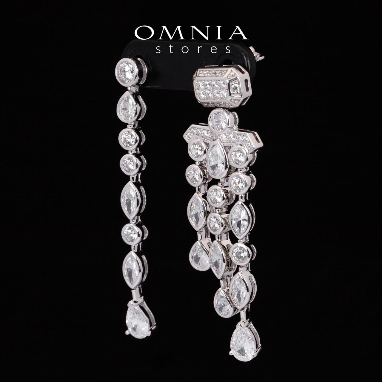 Omnia Anali White Drop Earrings With High Quality Simulated Diamonds in 925 Silver - OMNIASTORES KSA