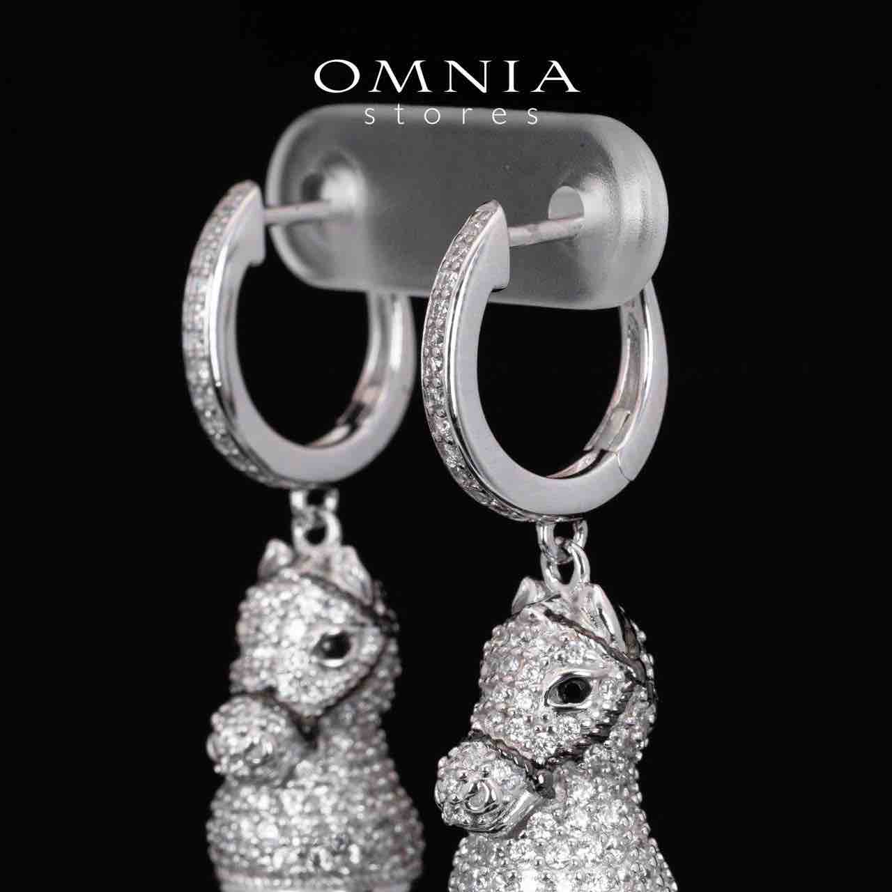 Omnia Vania White Horse Design Drop Earrings With High Quality Simulated Diamonds in 925 Silver - OMNIASTORES KSA