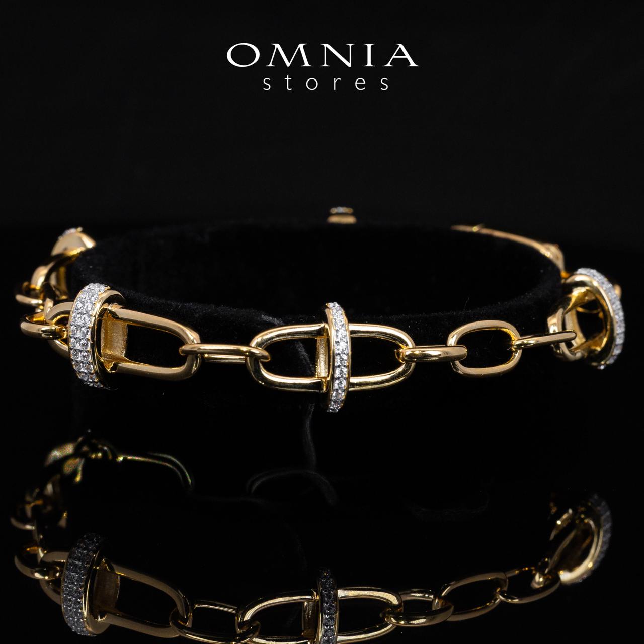 Omnia Marla Gold and White Bracelet With High Quality Simulated Diamonds in 925 Silver - OMNIASTORES KSA