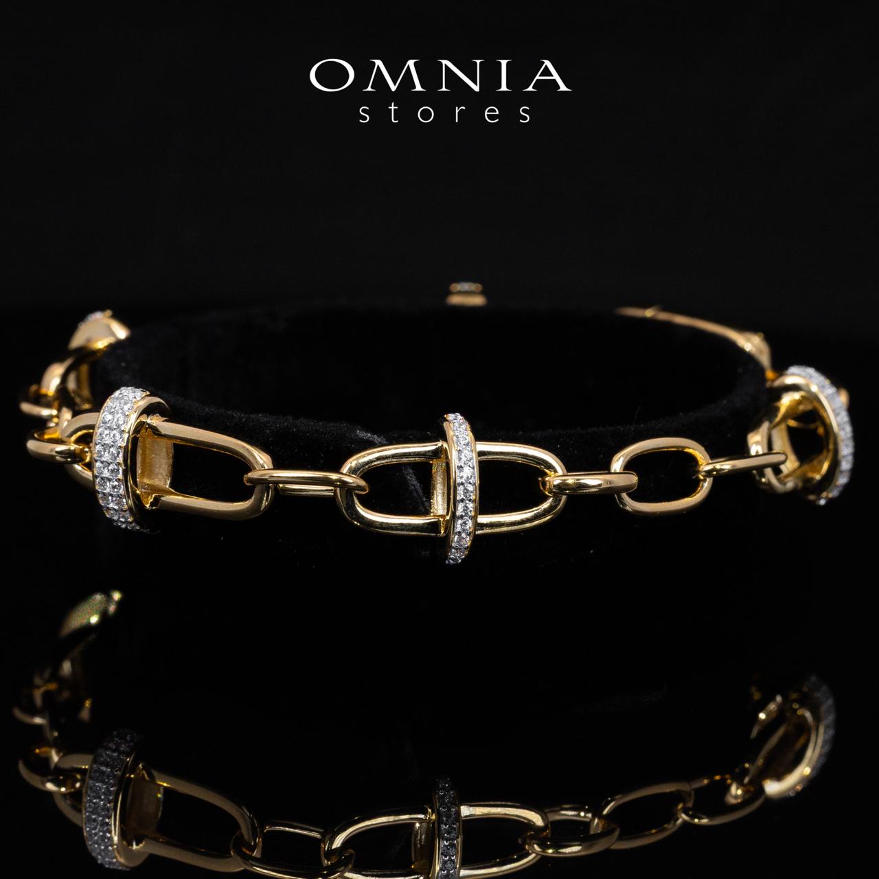 Omnia Marla Gold and White Bracelet With High Quality Simulated Diamonds in 925 Silver - OMNIASTORES KSA