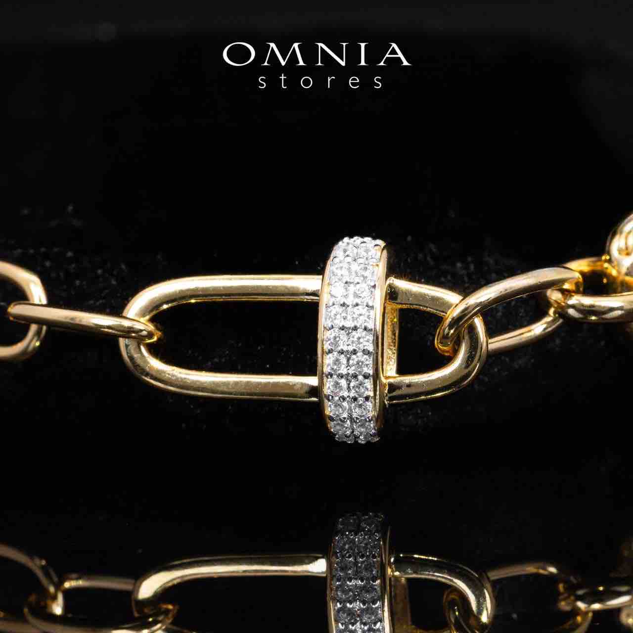 Omnia Marla Gold and White Bracelet With High Quality Simulated Diamonds in 925 Silver - OMNIASTORES KSA
