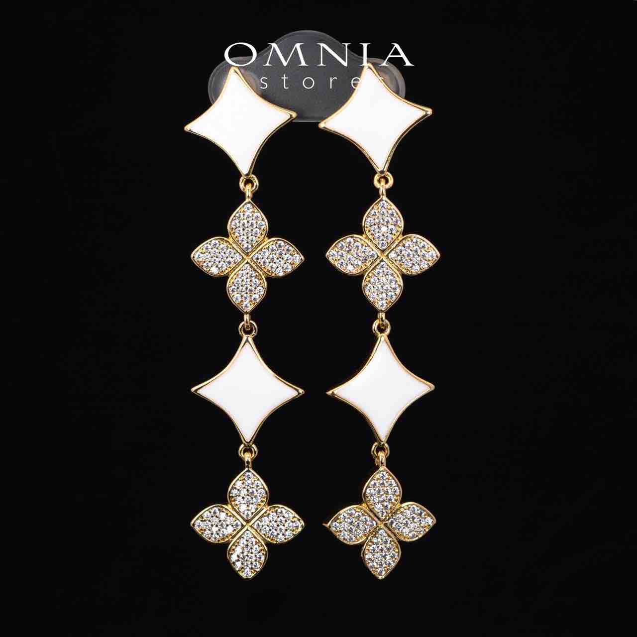 Omnia Golden Clove White Choker Full Set with High-Quality Simulated Diamonds Gold Plated 40cm - OMNIASTORES KSA