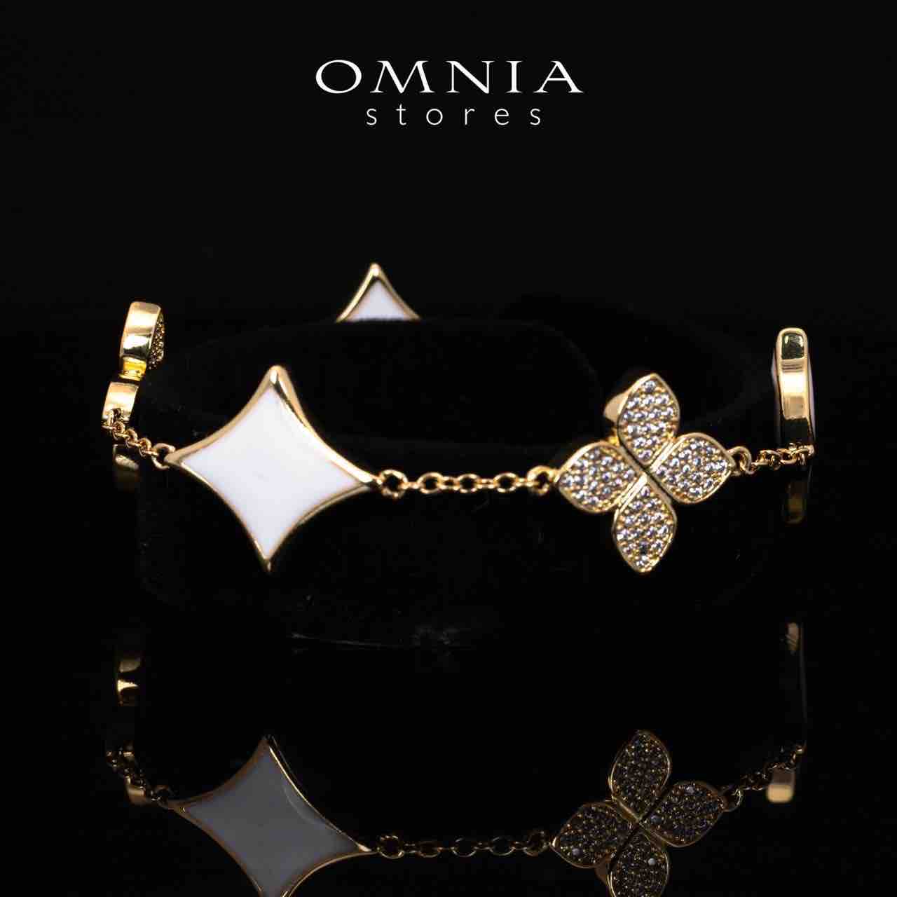 Omnia Golden Clove White Choker Full Set with High-Quality Simulated Diamonds Gold Plated 40cm - OMNIASTORES KSA
