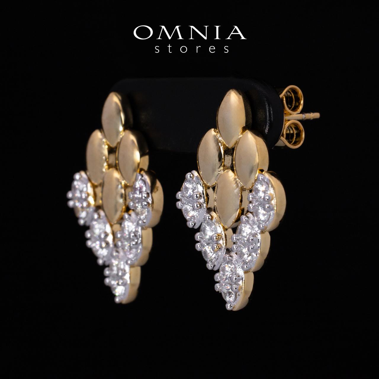 Farra Gold Earring With High Quality Simulated Diamonds in 925 Silver - OMNIASTORES KSA