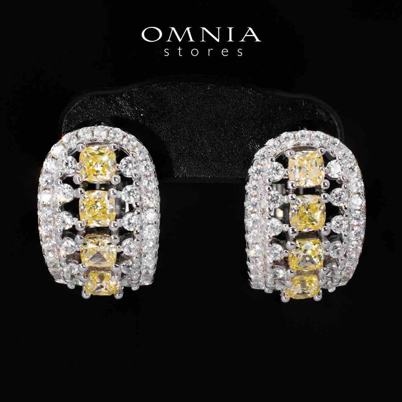 Dianna Yellow and White Clip Earrings With High Quality Simulated Diamonds in 925 Silver - OMNIASTORES KSA