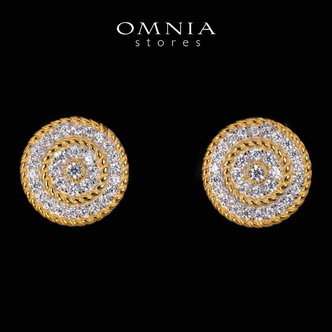 karoline Golden Round Earrings With High Quality Simulated Diamonds in 925 Silver - OMNIASTORES KSA
