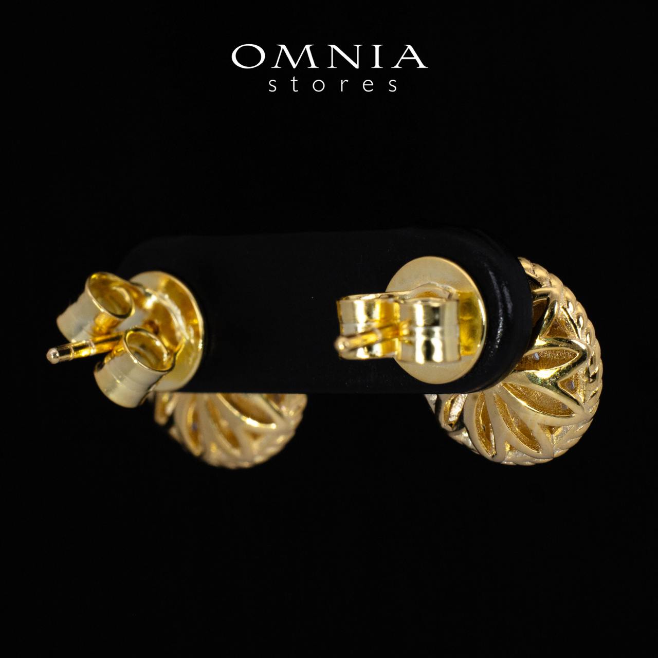 karoline Golden Round Earrings With High Quality Simulated Diamonds in 925 Silver - OMNIASTORES KSA