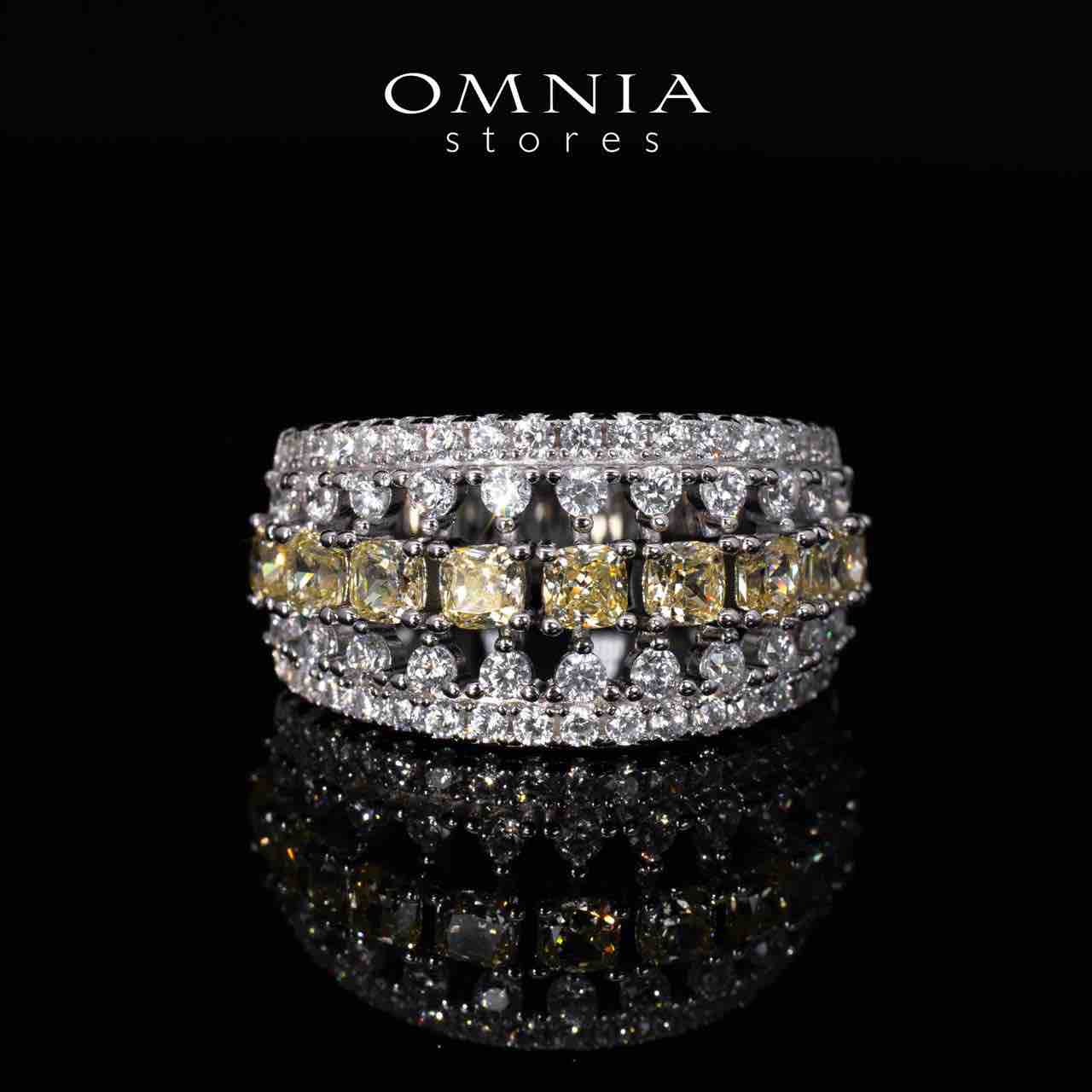 Dianna Yellow and White Ring With High Quality Simulated Diamonds in 925 Silver - OMNIASTORES KSA