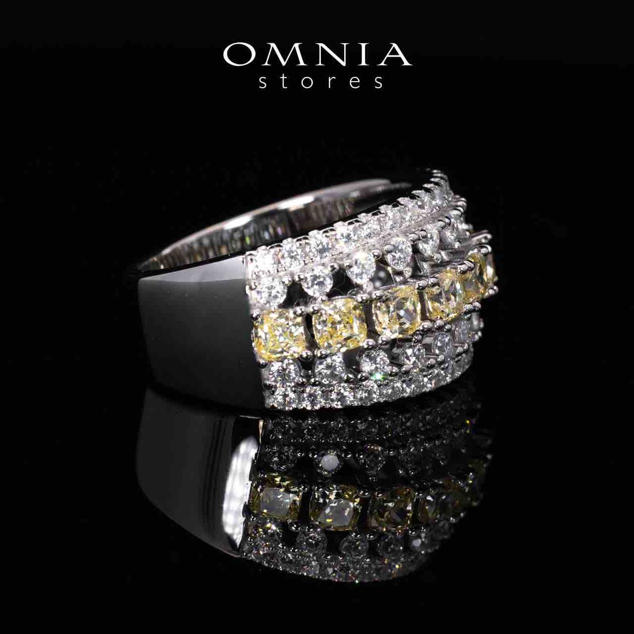 Dianna Yellow and White Ring With High Quality Simulated Diamonds in 925 Silver - OMNIASTORES KSA
