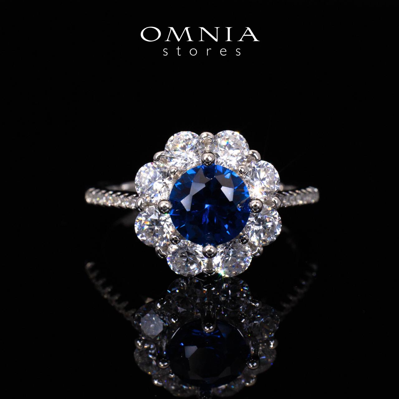 Mashael Blue Flower Cut Ring With High Quality Simulated Diamonds in 925 Silver - OMNIASTORES KSA