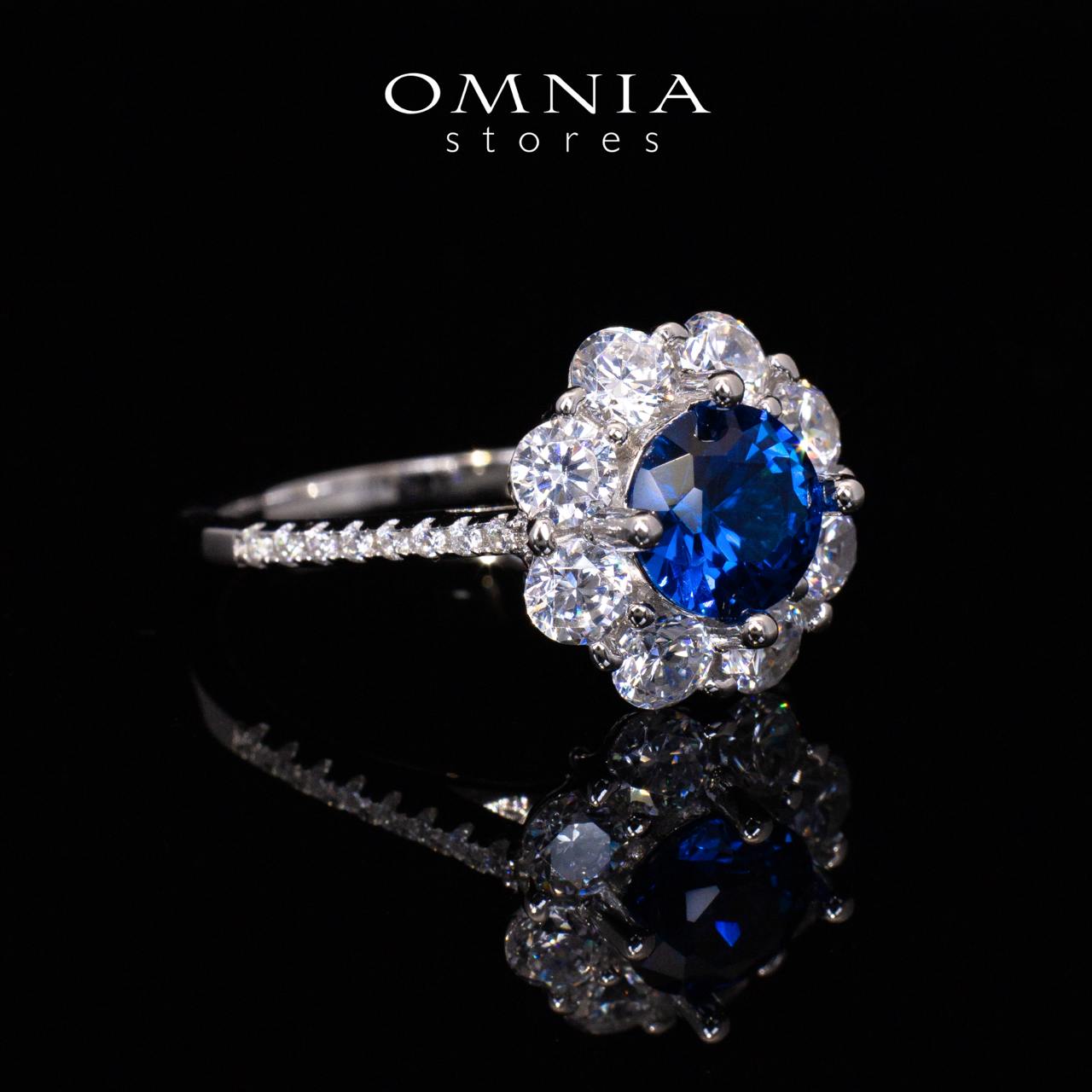 Mashael Blue Flower Cut Ring With High Quality Simulated Diamonds in 925 Silver - OMNIASTORES KSA