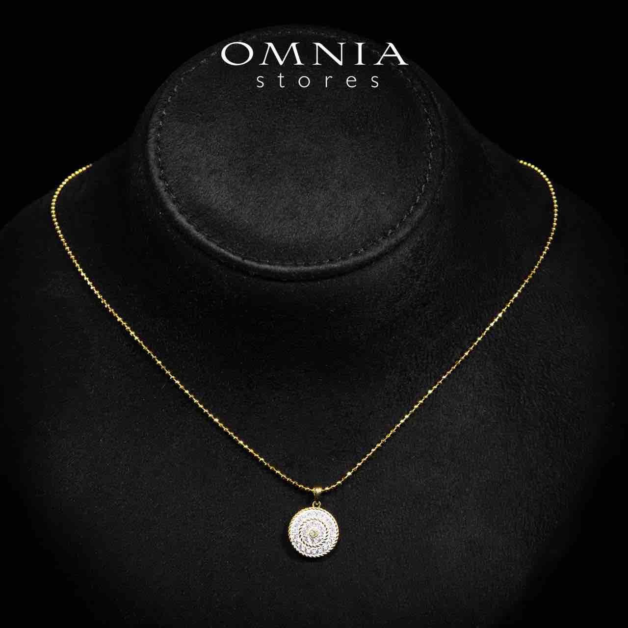 karoline Golden Round Pendant Necklace With High Quality Simulated Diamonds in 925 Silver - OMNIASTORES KSA