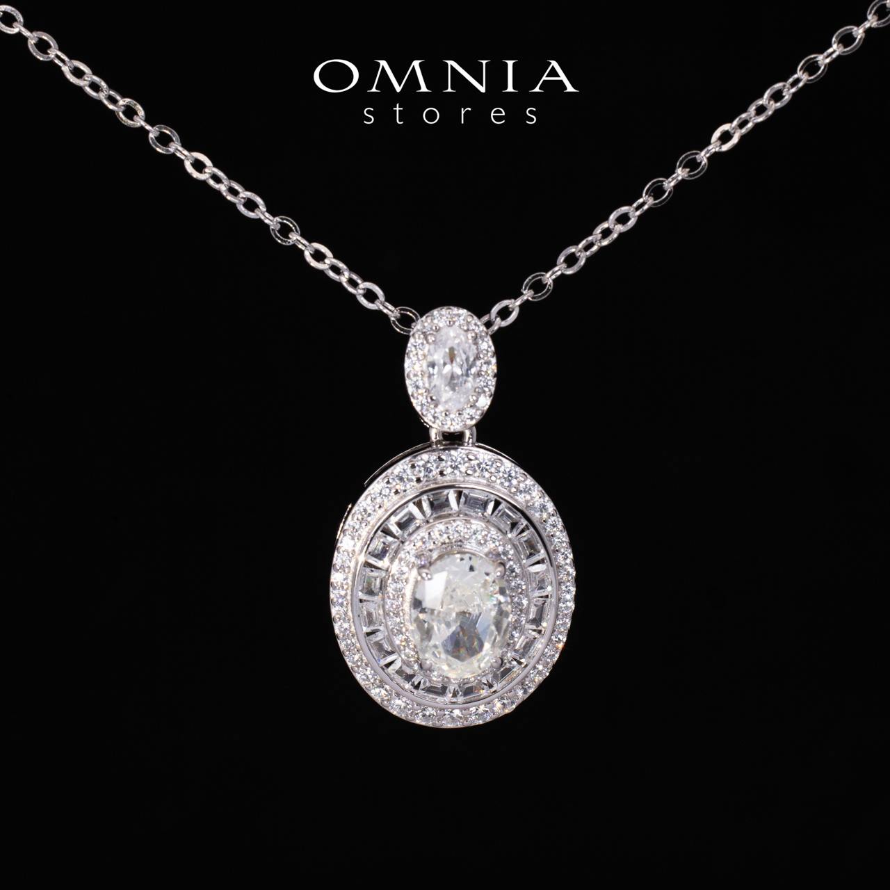 Adah Round White Pendant Necklace With High Quality Simulated Diamonds in 925 Silver - OMNIASTORES KSA