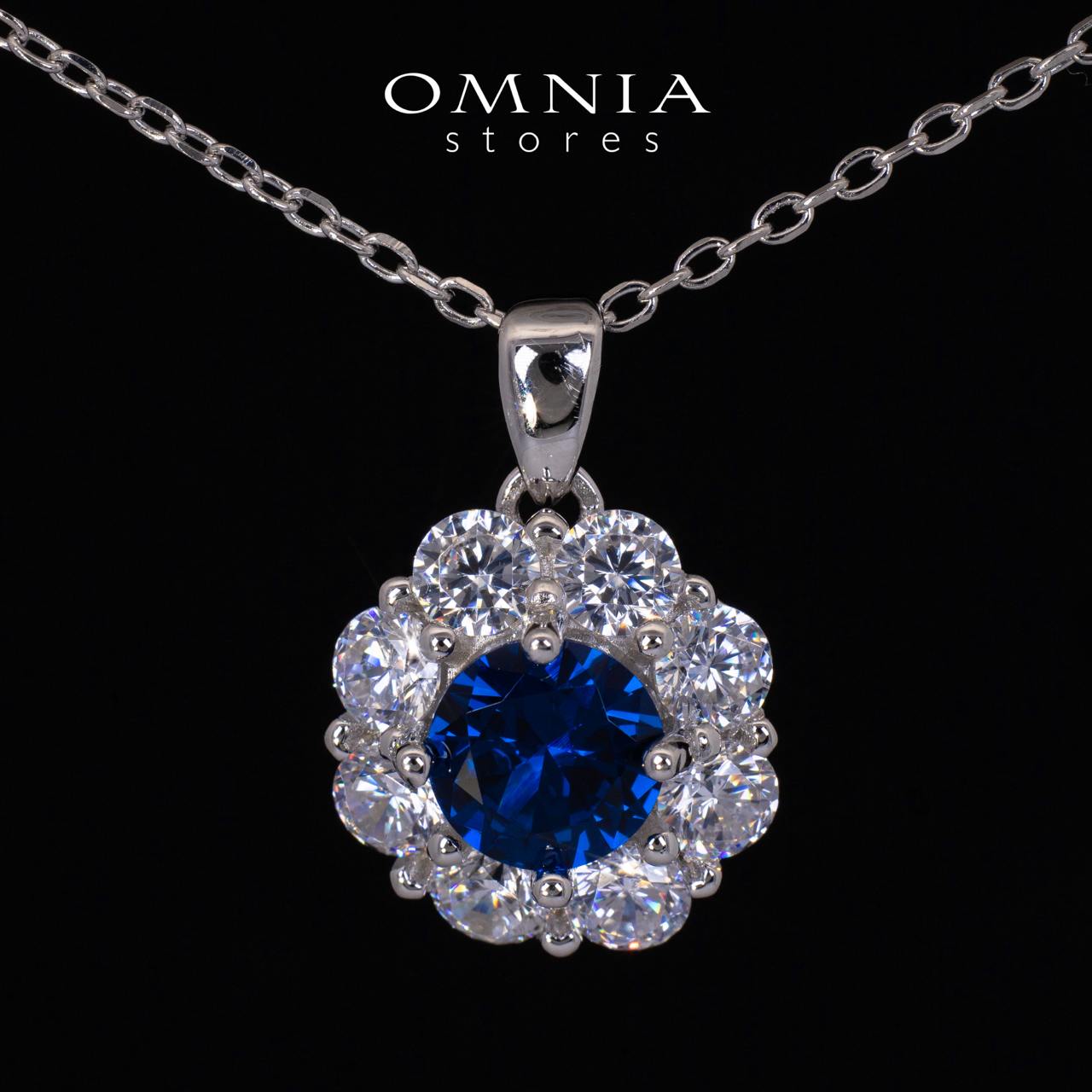 Mashael Blue Flower Cut Pendant Necklace With High Quality Simulated Diamonds in 925 Silver - OMNIASTORES KSA