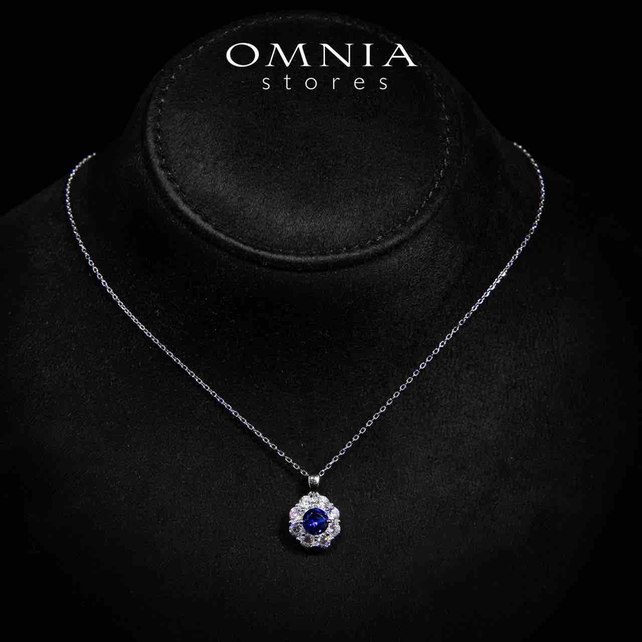 Mashael Blue Flower Cut Pendant Necklace With High Quality Simulated Diamonds in 925 Silver - OMNIASTORES KSA