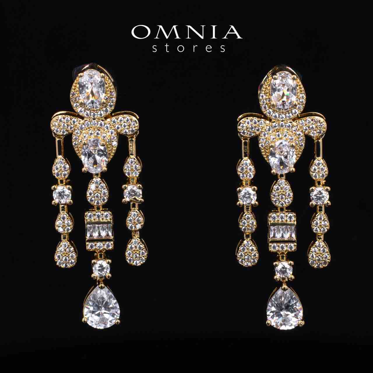 Aleya Golden Luxury Bridal Full Long chain Set in High Quality Simulated Diamonds Rhodium Plated - OMNIASTORES KSA