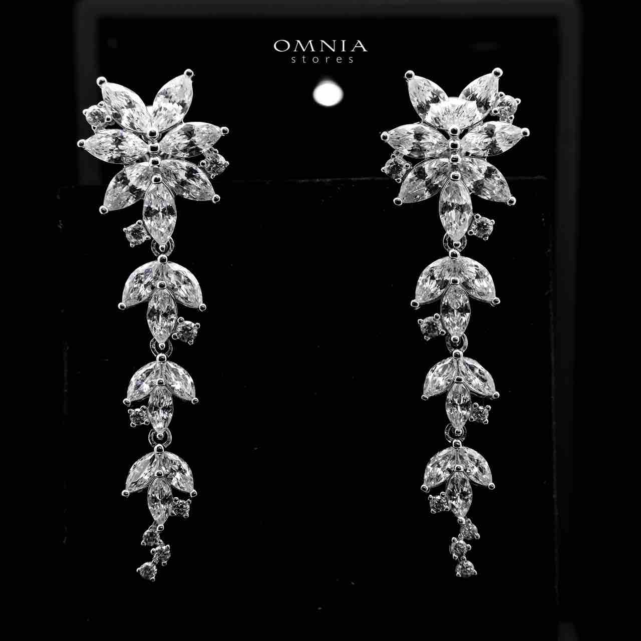 Abla White Floral Drop Earrings in 925 Silver with Marquise and Pear-Cut High-Quality Simulated Diamonds - OMNIASTORES KSA