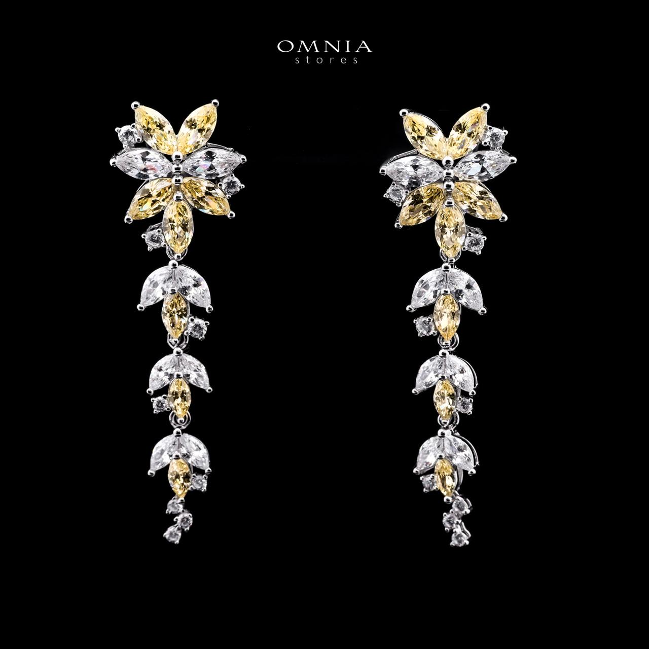 Abla Yellow Floral Drop Earrings in 925 Silver with Marquise and Pear-Cut High-Quality Simulated Diamonds - OMNIASTORES KSA